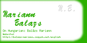 mariann balazs business card